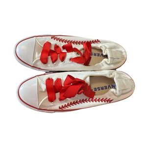 Converse All Star Shoreline Baseball White Red Ribbon Lace Sneakers 537084F Sz 9